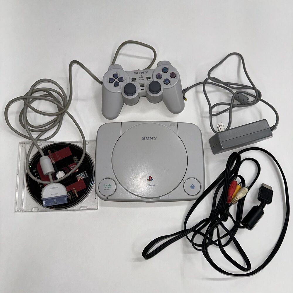 Sony PlayStation 1 PSOne SCPH-101 Slim PS1 Console Bundle System TESTED & WORKS!